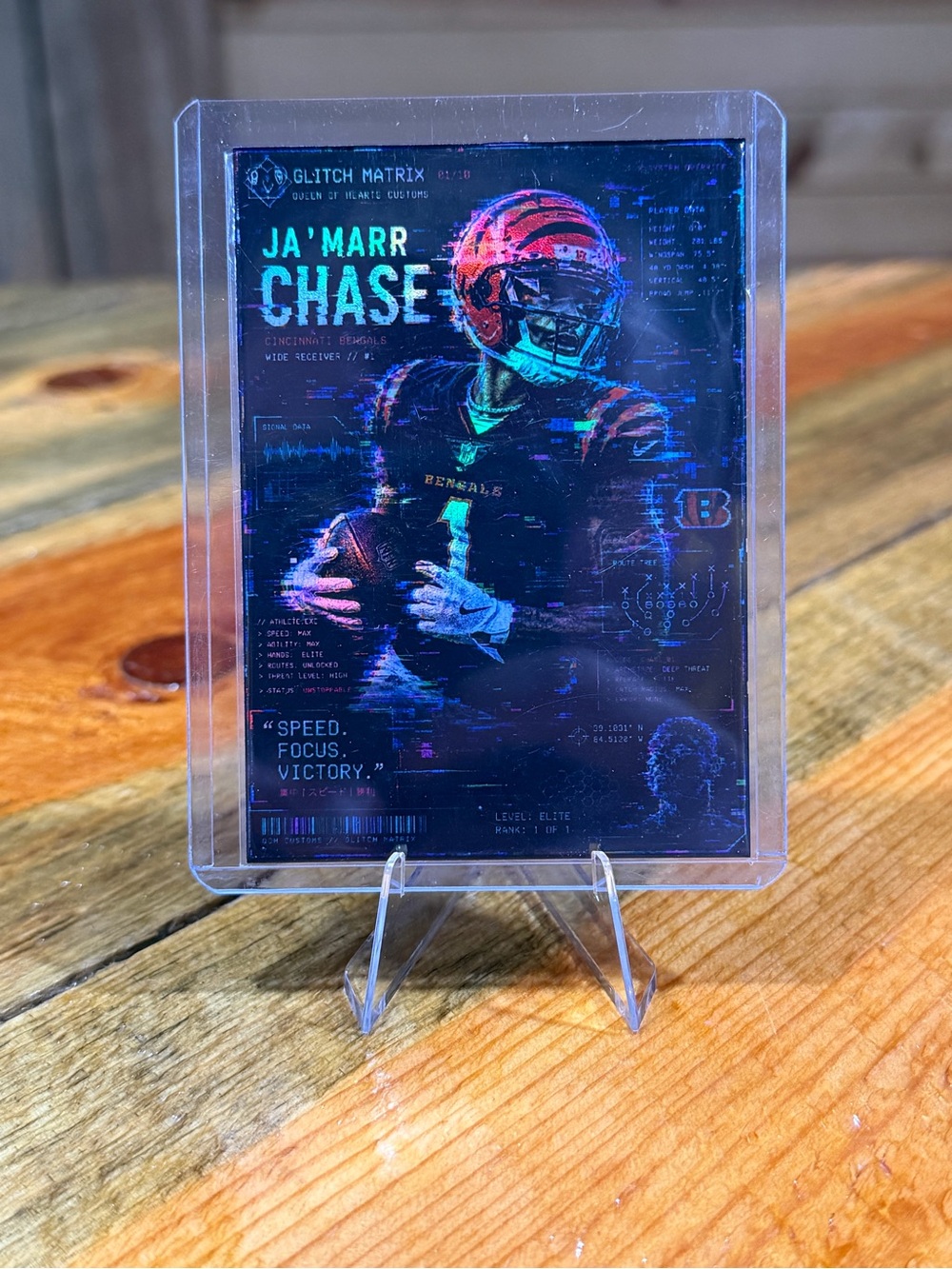 Ja'Marr Chase Cincinnati Bengals Glitch Matrix Custom Football Card